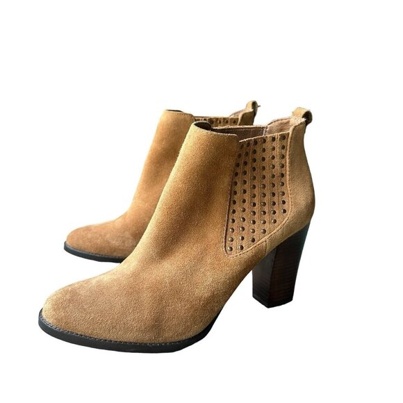 Antonio Melani Ankle Boots Women's Size 10M Heel‎ Tan Suede Leather Studded - Picture 2 of 11